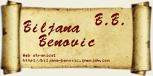 Biljana Benović vizit kartica